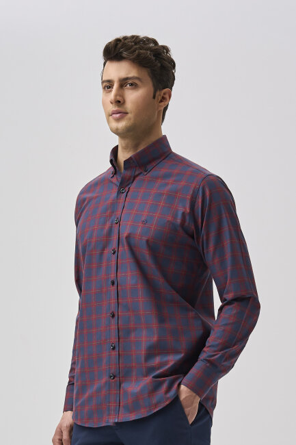 Bisse Studio Erkek Cepsiz Regular Fit Gömlek Bordo - 5