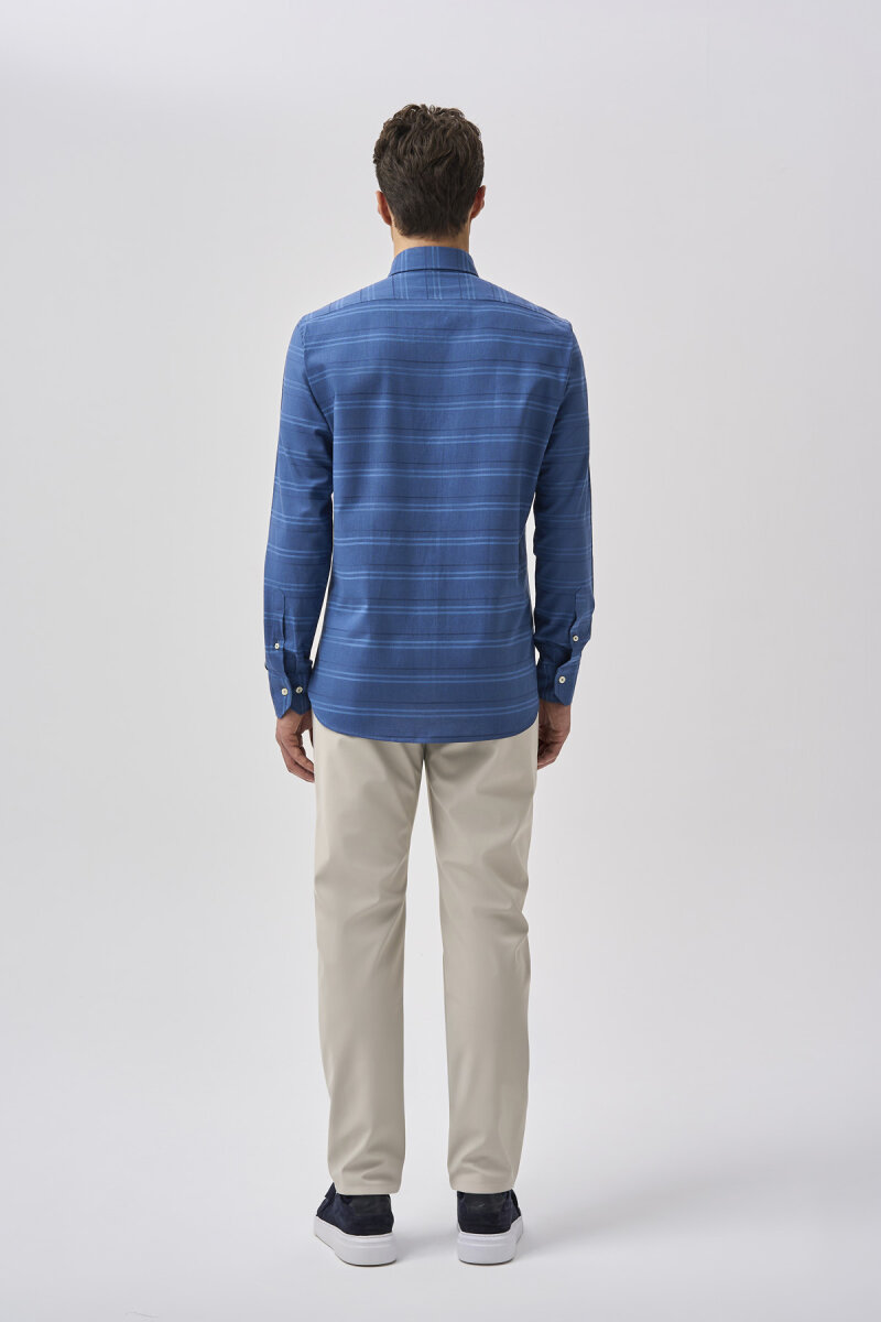 Bisse Studio Erkek Cepsiz Regular Fit Gömlek İndigo - 3