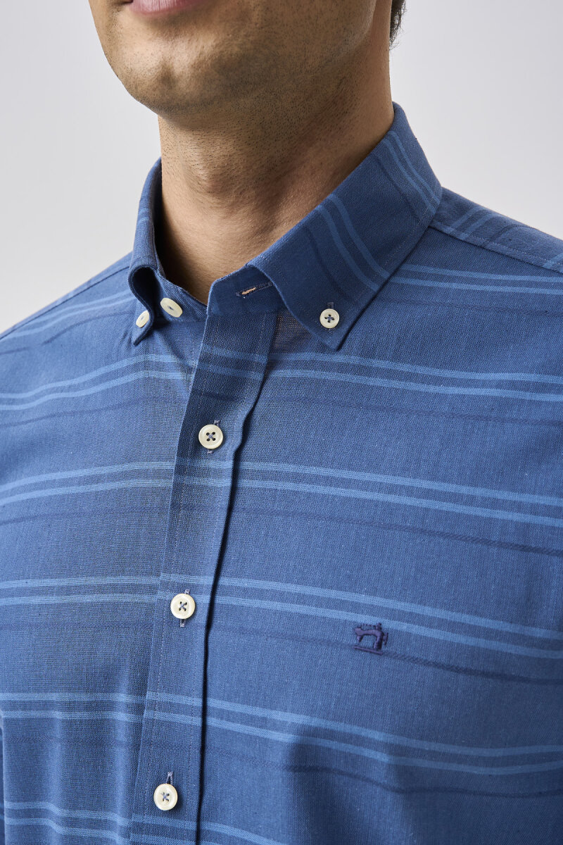 Bisse Studio Erkek Cepsiz Regular Fit Gömlek İndigo - 5