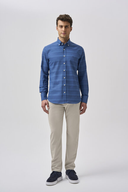 Bisse Studio Erkek Cepsiz Regular Fit Gömlek İndigo