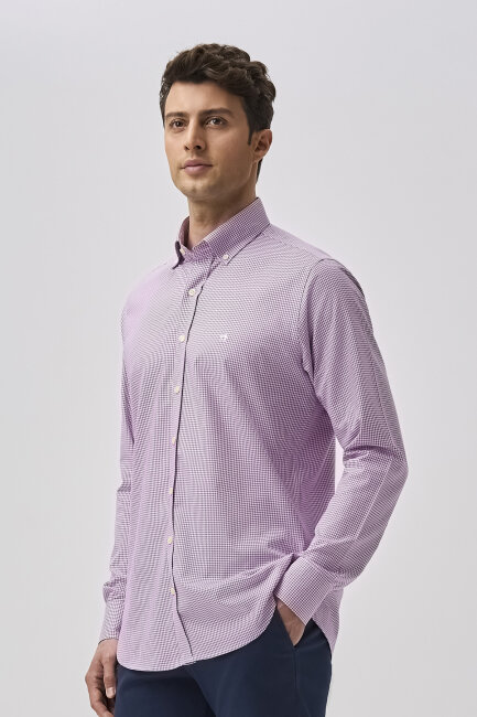 Bisse Studio Erkek Cepsiz Regular Fit Gömlek Lila - 5