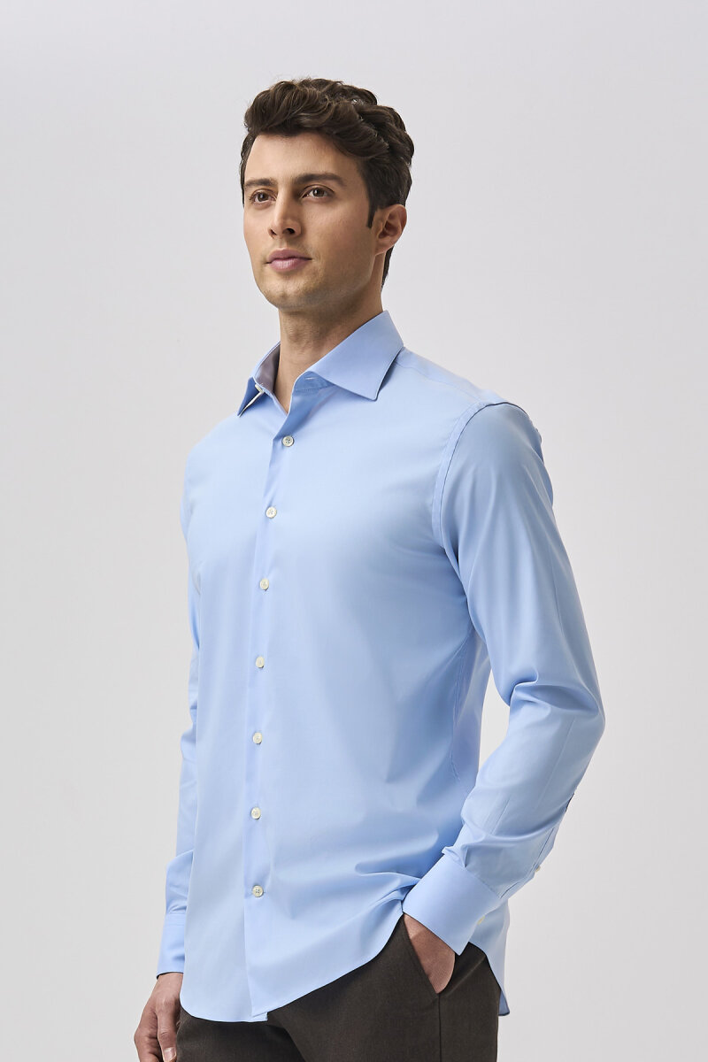 Bisse Studio Erkek Cepsiz Uzun Kollu Mavi Gömlek - 5