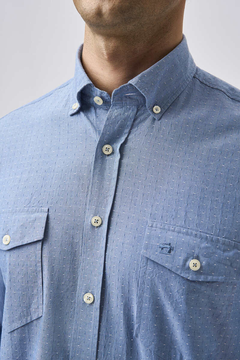 Bisse Studio Erkek Çift Cepli Koyu Mavi Gömlek - 4