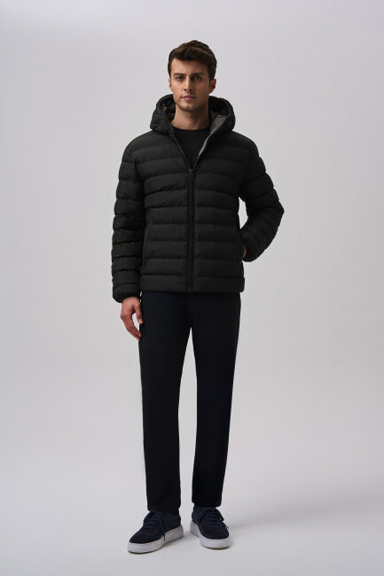 Bisse Studio Erkek Çift Taraflı Şişme Mont Siyah - Gri (1)