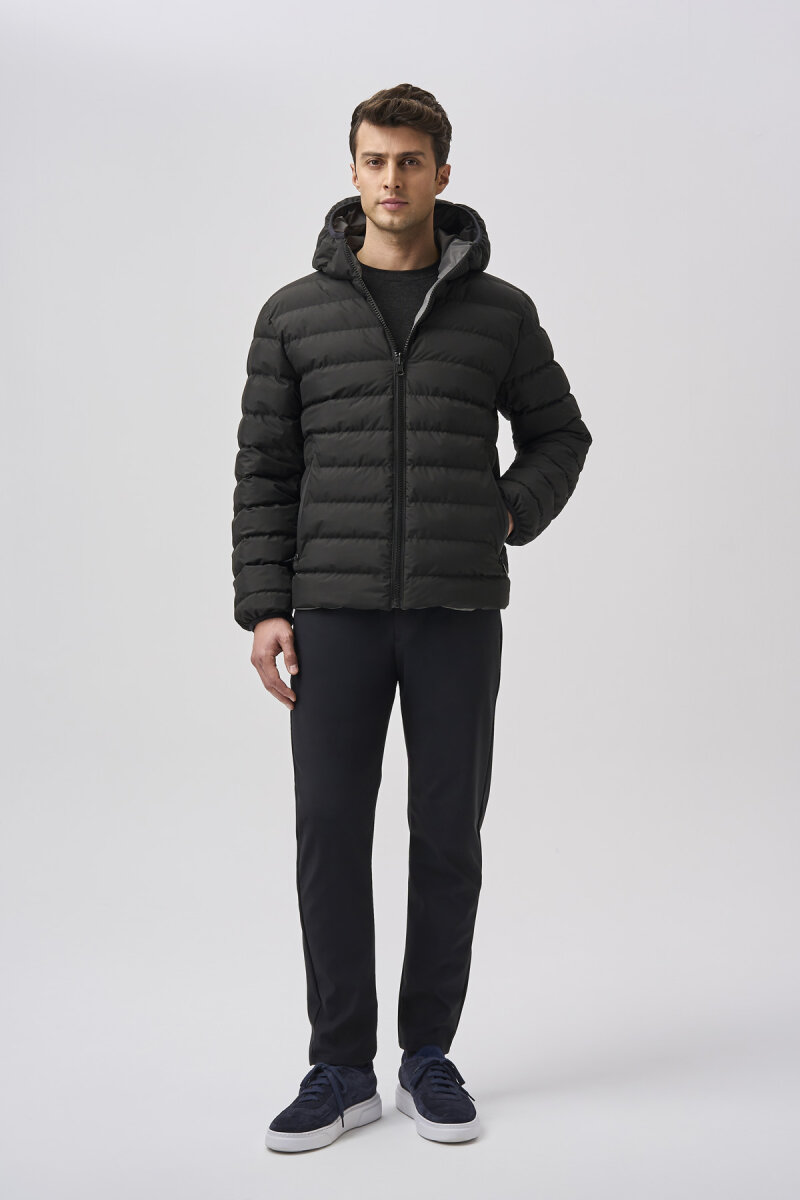 Bisse Studio Erkek Çift Taraflı Şişme Mont Siyah - Gri (1)