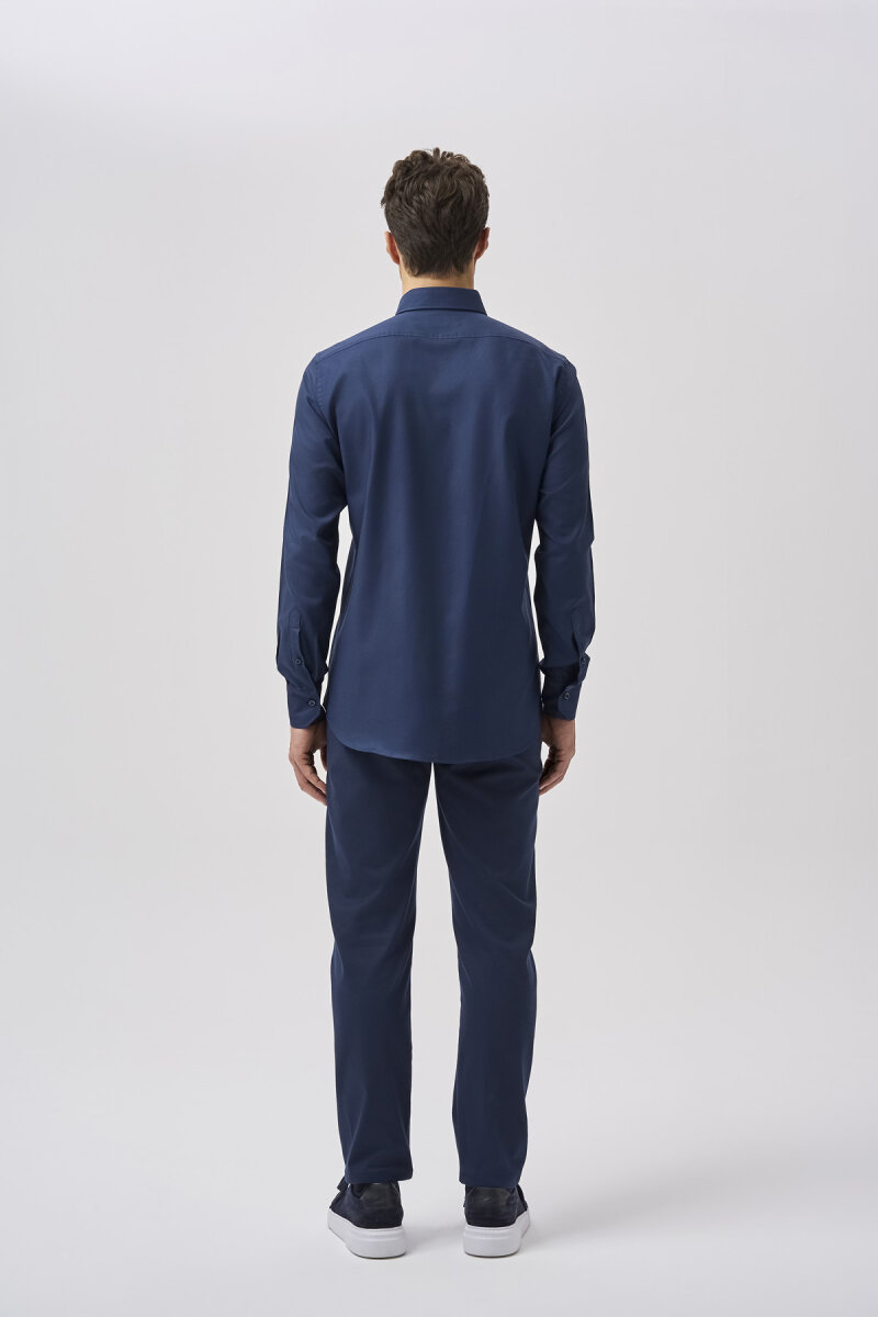 Bisse Studio Erkek Paşa Yaka Uzun Kollu Lacivert Gömlek - 3