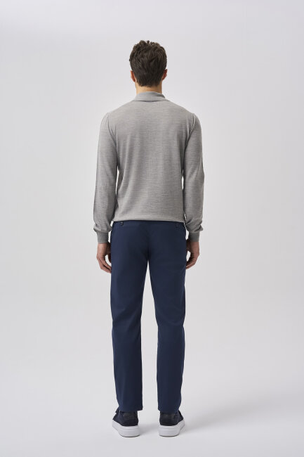 Bisse Studio Erkek Polo Yaka Fermuarlı Triko Gri - 3