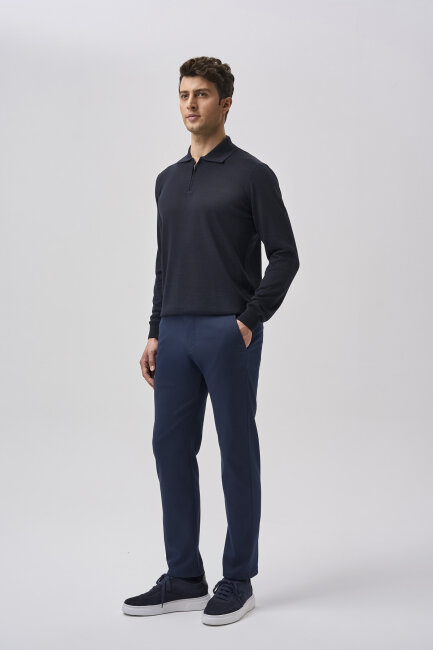Bisse Studio Erkek Polo Yaka Fermuarlı Triko Lacivert (1)