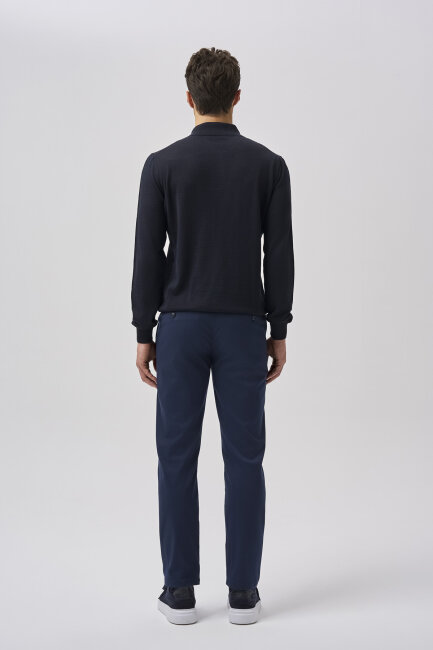 Bisse Studio Erkek Polo Yaka Fermuarlı Triko Lacivert - 3