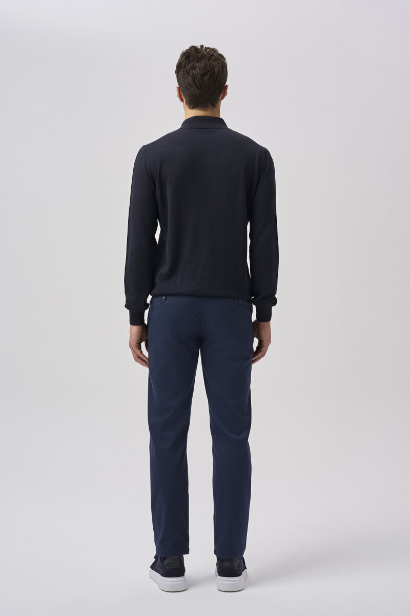 Bisse Studio Erkek Polo Yaka Fermuarlı Triko Lacivert - 3