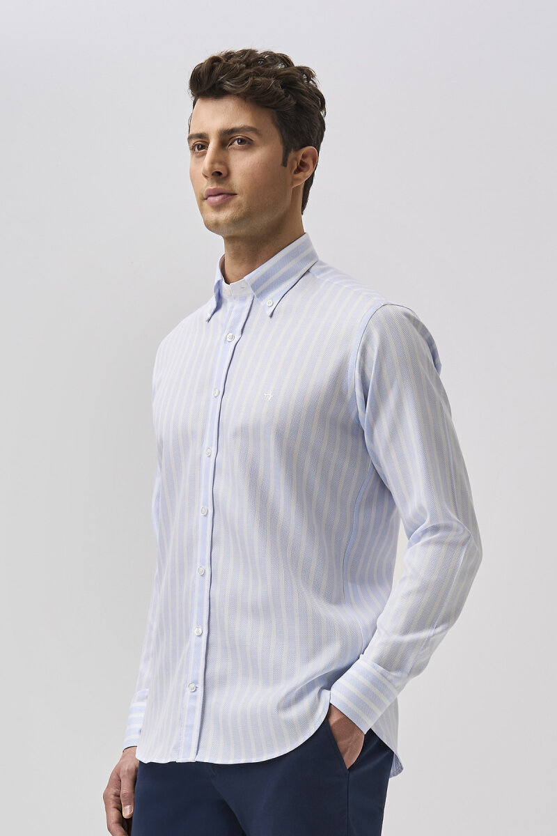 Bisse Studio Erkek Regular Fit Uzun Kollu Açık Mavi Cepsiz Gömlek - 4