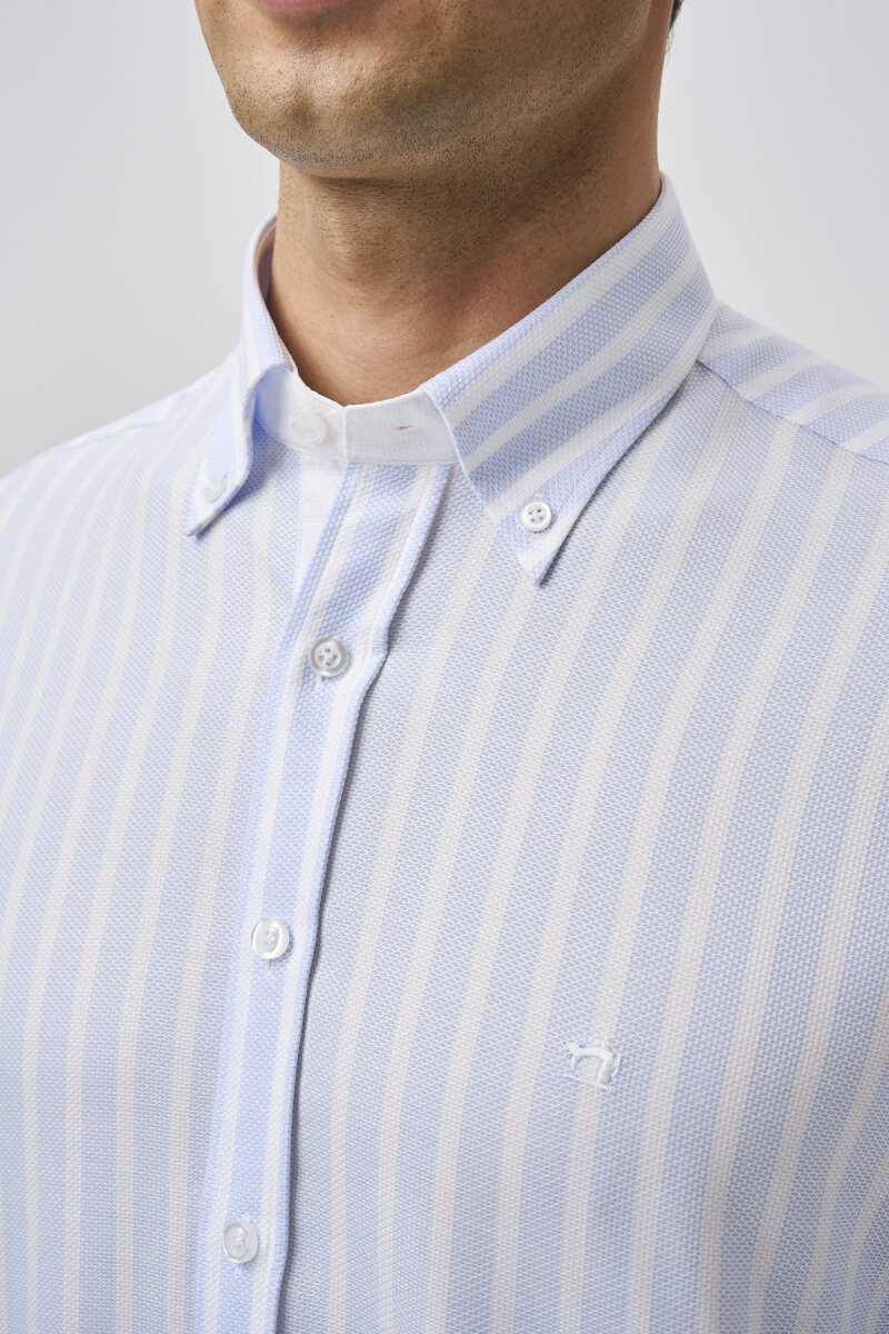 Bisse Studio Erkek Regular Fit Uzun Kollu Açık Mavi Cepsiz Gömlek - 5