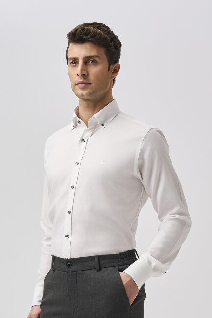 Bisse Studio Erkek Regular Fit Uzun Kollu Beyaz Gömlek - 5