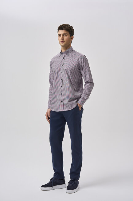 Bisse Studio Erkek Regular Fit Uzun Kollu Bordo Gömlek (1)