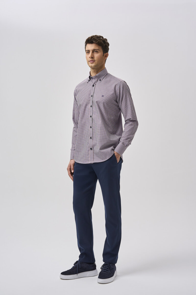 Bisse Studio Erkek Regular Fit Uzun Kollu Bordo Gömlek - 2