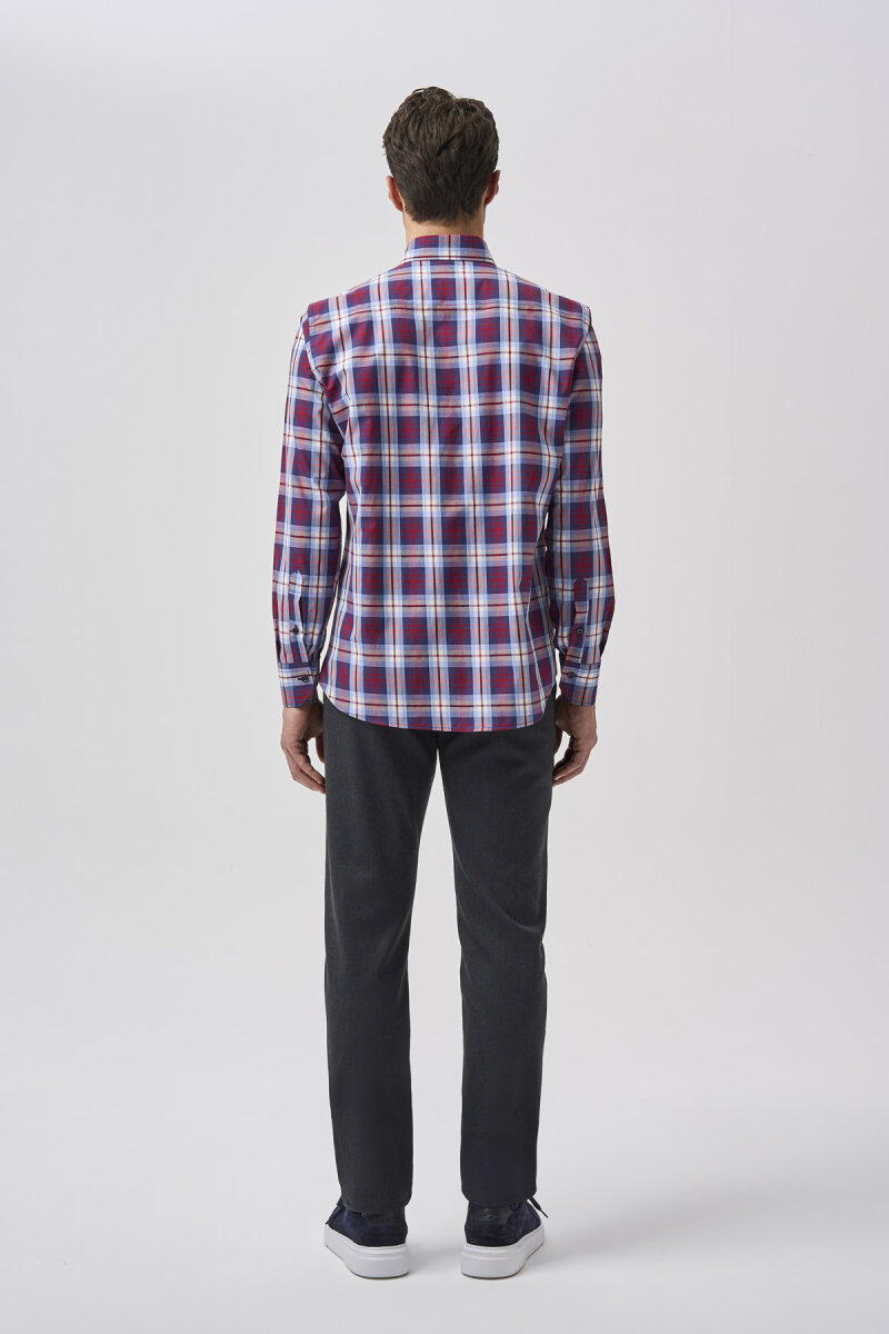 Bisse Studio Erkek Regular Fit Uzun Kollu Cepsiz Gömlek Kırmızı - 3