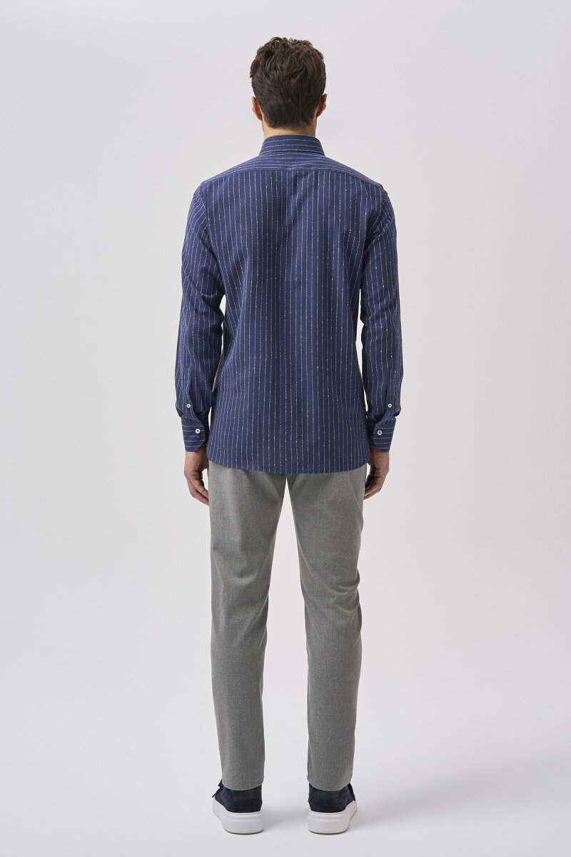 Bisse Studio Erkek Regular Fit Uzun Kollu Cepsiz Gömlek Lacivert - 3