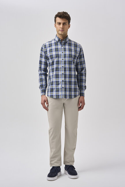 Bisse Studio Erkek Regular Fit Uzun Kollu Cepsiz Gömlek Yeşil - 1