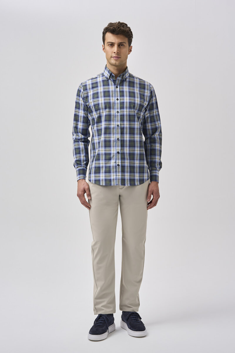 Bisse Studio Erkek Regular Fit Uzun Kollu Cepsiz Gömlek Yeşil