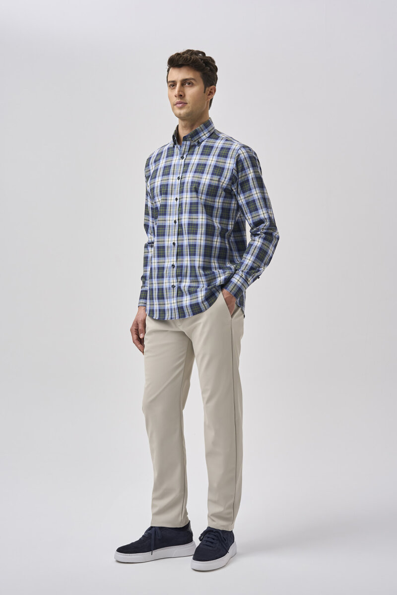 Bisse Studio Erkek Regular Fit Uzun Kollu Cepsiz Gömlek Yeşil (1)