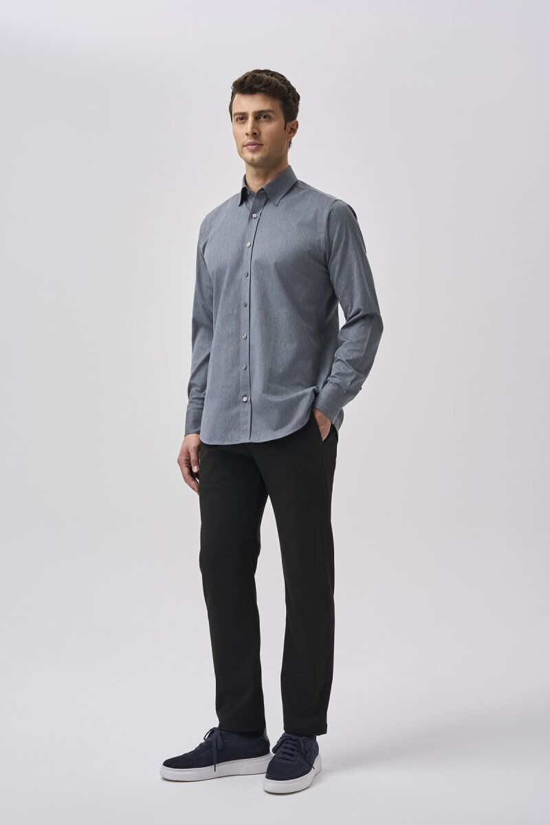 Bisse Studio Erkek Regular Fit Uzun Kollu Lacivert Cepsiz Gömlek - 2