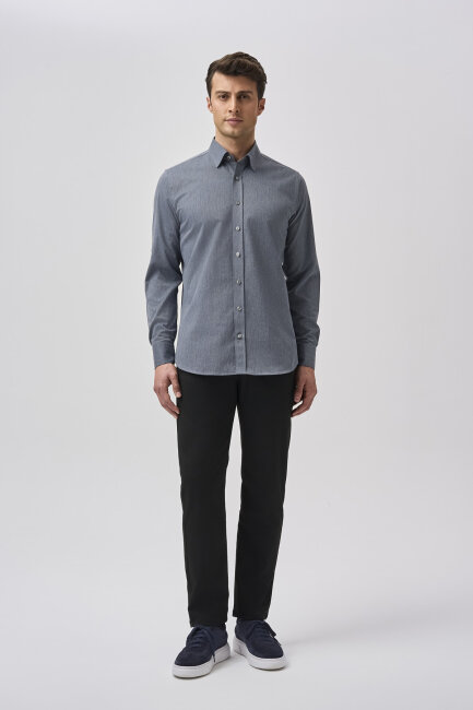 Bisse Studio Erkek Regular Fit Uzun Kollu Lacivert Cepsiz Gömlek - 1