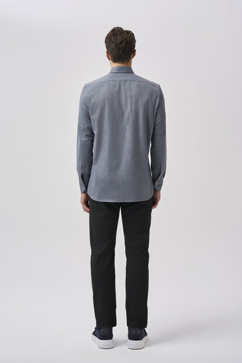 Bisse Studio Erkek Regular Fit Uzun Kollu Lacivert Cepsiz Gömlek - 3