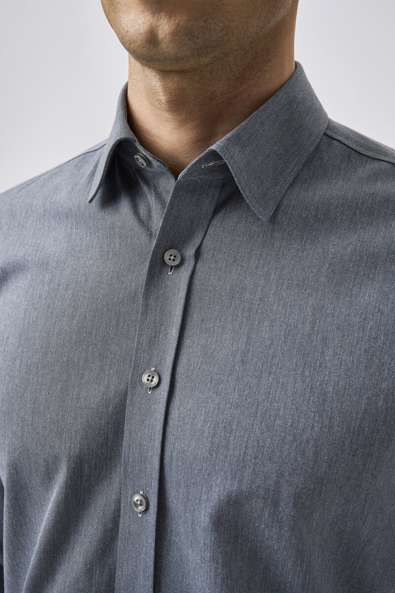 Bisse Studio Erkek Regular Fit Uzun Kollu Lacivert Cepsiz Gömlek - 4