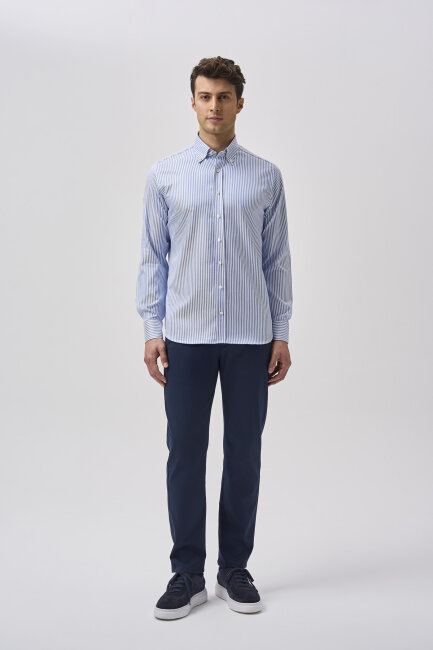 Bisse Studio Erkek Regular Fit Uzun Kollu Mavi Cepsiz Gömlek - 1