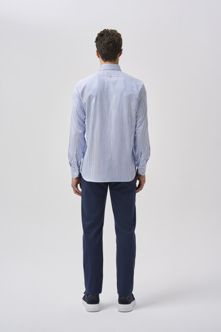 Bisse Studio Erkek Regular Fit Uzun Kollu Mavi Cepsiz Gömlek - 3