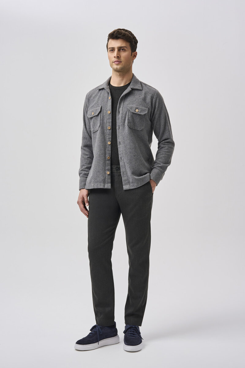 Bisse Studio Erkek Uzun Kollu Çift Cepli Oduncu Gömlek Antrasıt - 2