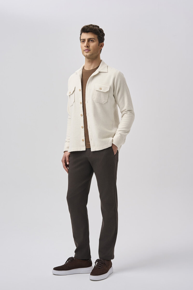 Bisse Studio Erkek Uzun Kollu Çift Cepli Oduncu Gömlek Ekru - 2