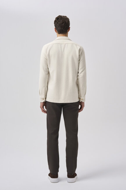 Bisse Studio Erkek Uzun Kollu Çift Cepli Oduncu Gömlek Ekru - 3