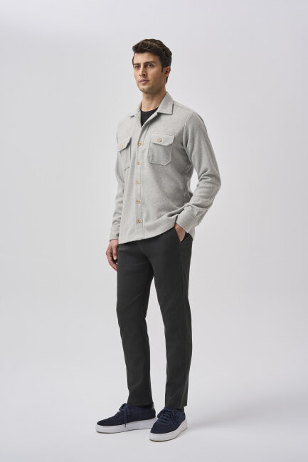 Bisse Studio Erkek Uzun Kollu Çift Cepli Oduncu Gömlek Gri (1)