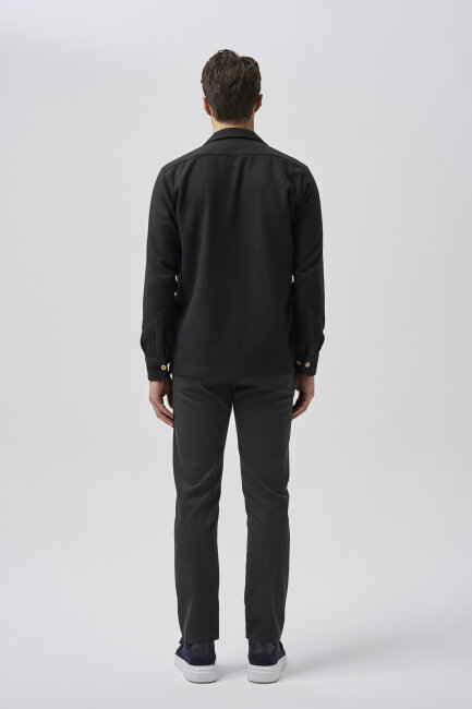 Bisse Studio Erkek Uzun Kollu Çift Cepli Oduncu Gömlek Siyah - 3