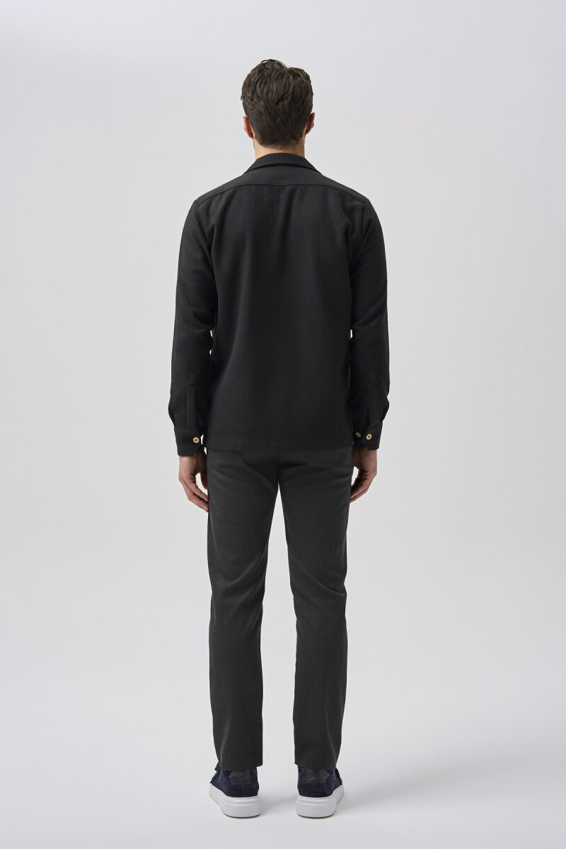 Bisse Studio Erkek Uzun Kollu Çift Cepli Oduncu Gömlek Siyah - 3