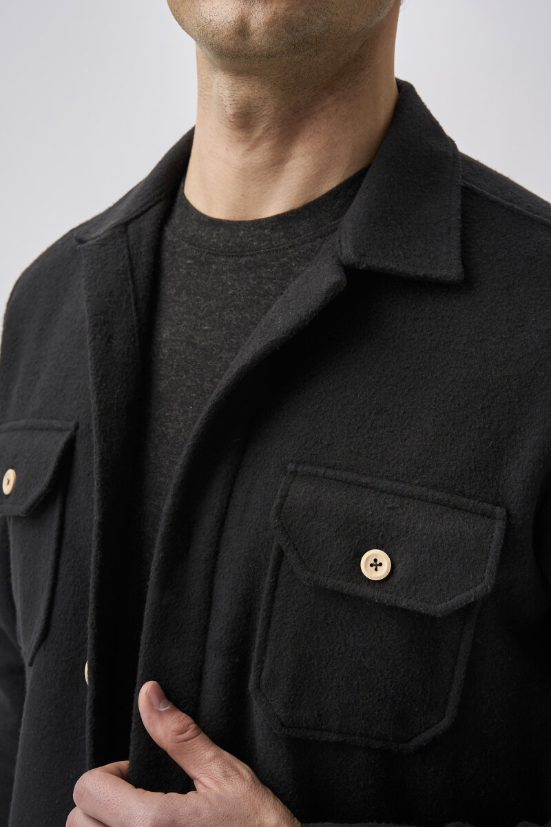 Bisse Studio Erkek Uzun Kollu Çift Cepli Oduncu Gömlek Siyah - 4