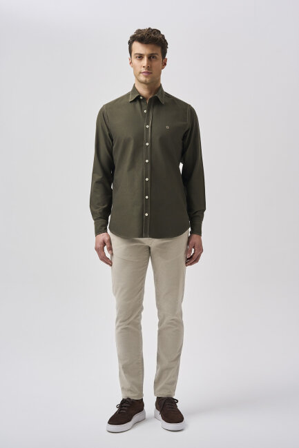 Bisse Studio Erkek Uzun Kollu Dikiş Detaylı Yeşil Gömlek