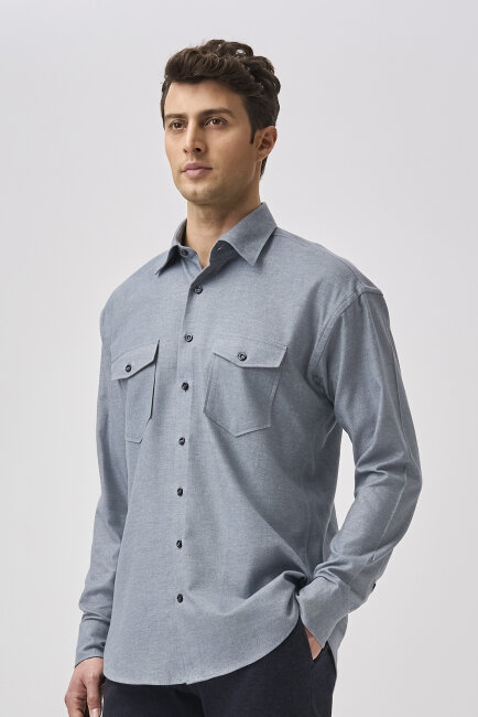 Bisse Studio Erkek Uzun Kollu Gri Gömlek - 5