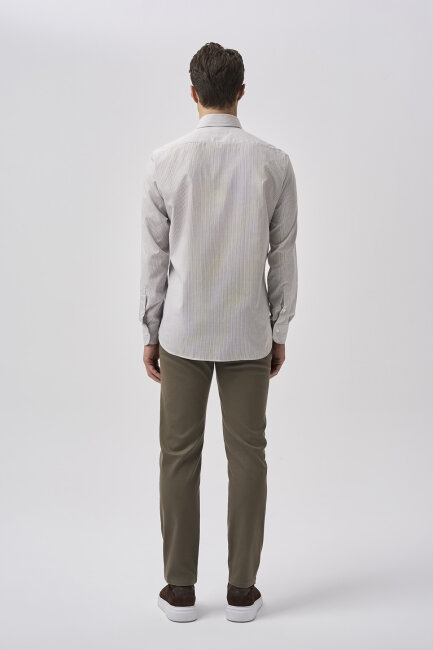 Bisse Studio Erkek Uzun Kollu İtalyan Yaka Kahve Cepsiz Gömlek - 3