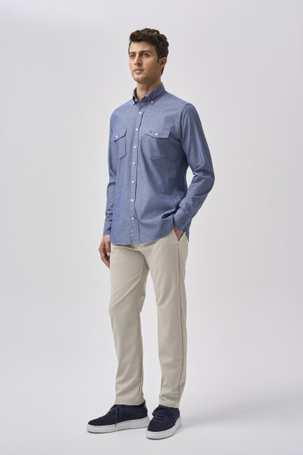 Bisse Studio Erkek Uzun Kollu Regular Fit Çift Cepli Lacivert Gömlek - 2