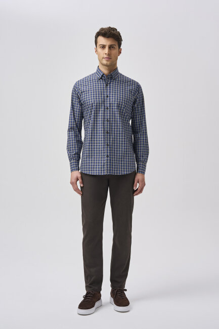 Bisse Studio Regular Fit Uzun Kollu Haki Erkek Gömlek