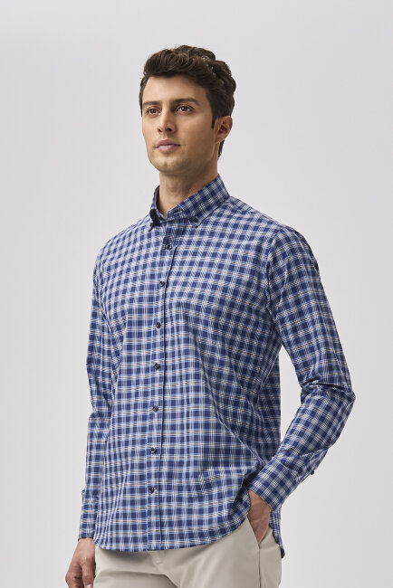 Bisse Studio Regular Fit Uzun Kollu Lacivert Erkek Gömlek - 5