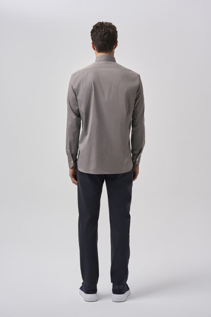Bisse Studio Uzun Kollu Paşa Yaka Fleto Cep Erkek Gömlek - 3