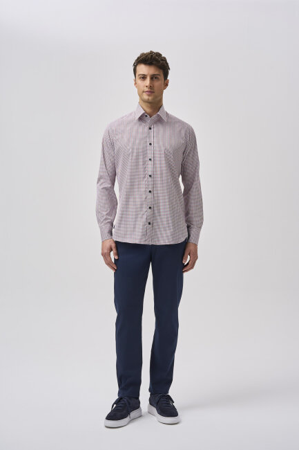 Bisse Studio Uzun Kollu Regular Fit Erkek Kırmızı Gömlek