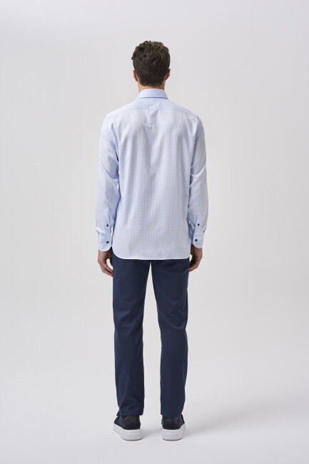 Bisse Studio Uzun Kollu Regular Fit İtalyan Yaka Cepsiz Erkek Açık Mavi Gömlek - 3
