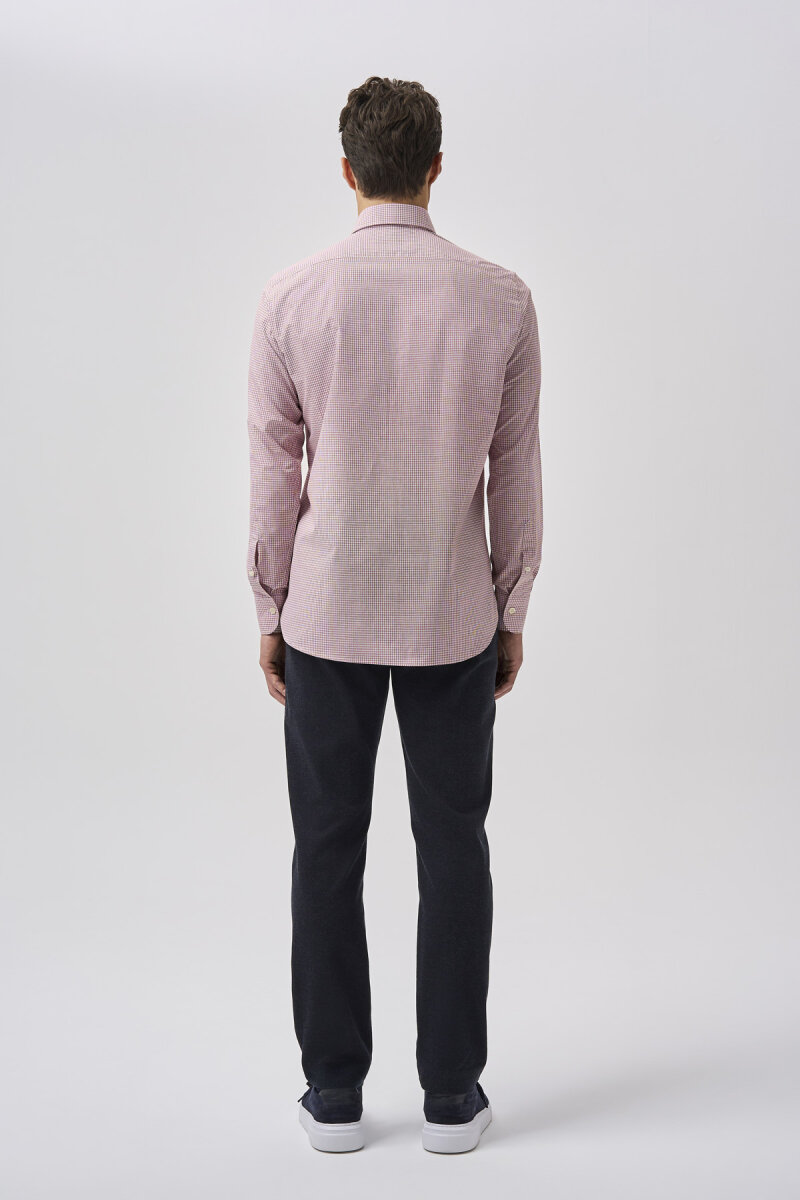 Bisse Studio Uzun Kollu Regular Fit İtalyan Yaka Cepsiz Erkek  Bordo Gömlek - 3