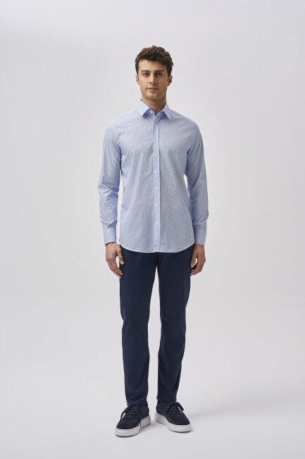 Bisse Studio Uzun Kollu Spor Yaka Erkek Gömlek Açık Mavi