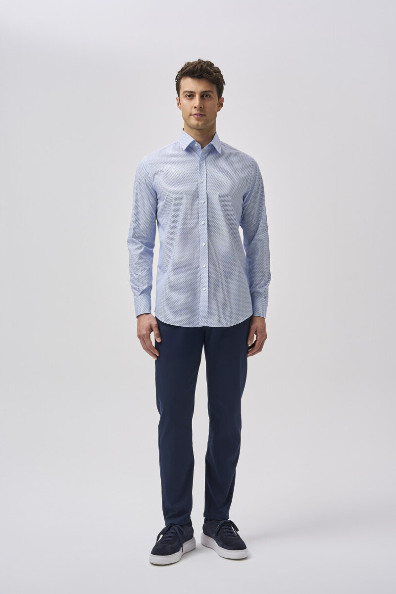 Bisse Studio Uzun Kollu Spor Yaka Erkek Gömlek Açık Mavi - 1