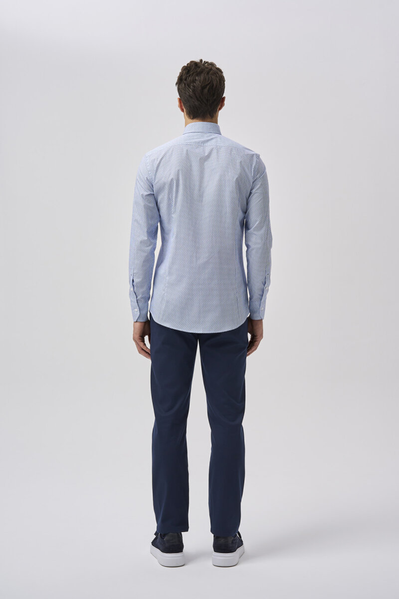 Bisse Studio Uzun Kollu Spor Yaka Erkek Gömlek Açık Mavi - 3